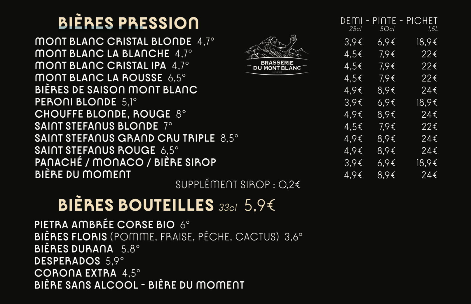 Carte des Boissons